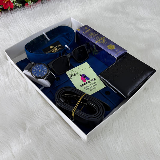 Stylish Shirt Combo Set | শার্ট, ওয়ালেট, বেল্ট, ঘড়ি, সানগ্লাস, ক্যাপ ও পারফিউম | Men's Premium Gift Combo Bangladesh