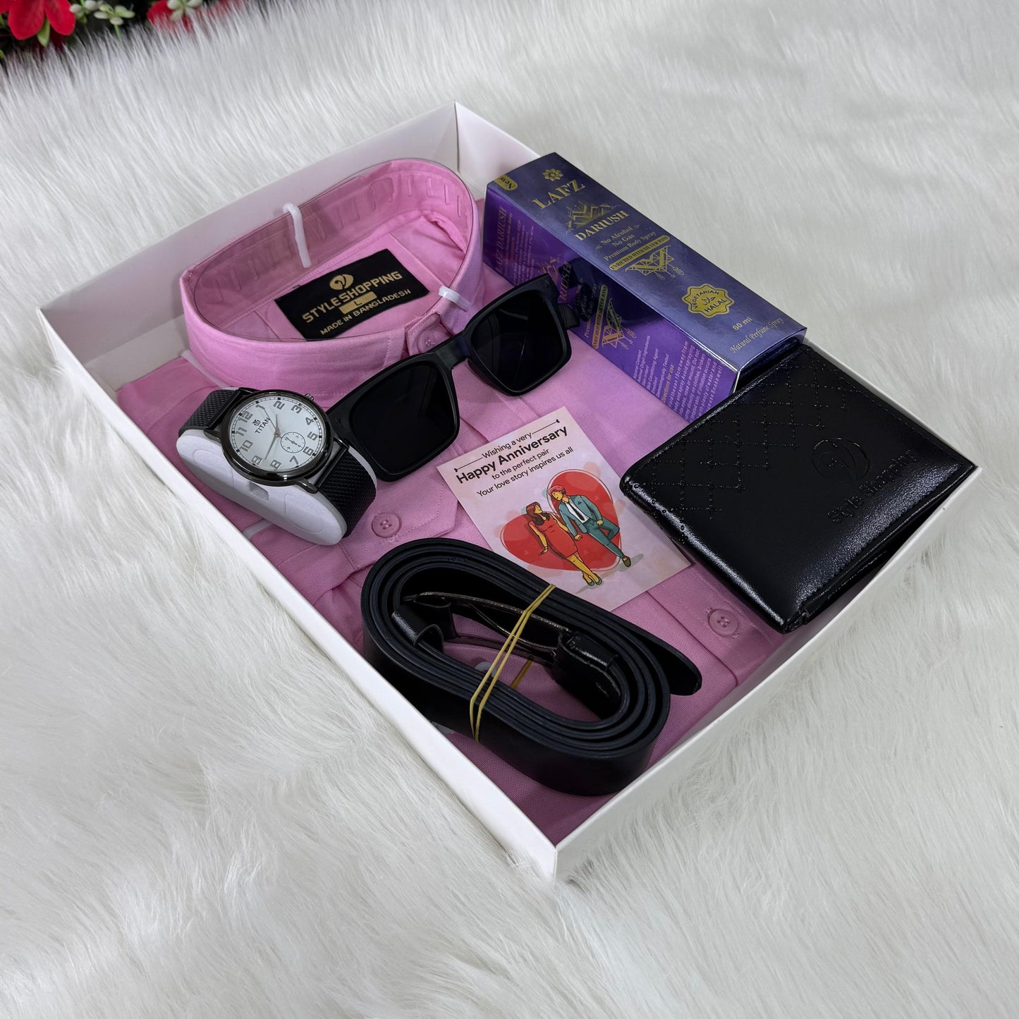 Stylish Shirt Combo Set | শার্ট, ওয়ালেট, বেল্ট, ঘড়ি, সানগ্লাস, ক্যাপ ও পারফিউম | Men's Premium Gift Combo Bangladesh