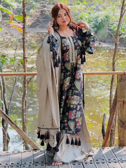 Premium Digital Print Three Piece for Women | Soft Georgette 3 Piece Dress with Fancy Dupatta | Ladies Unstitched Salwar Kameez