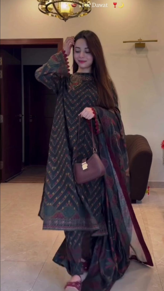 Digital Print Three Piece for Women | Soft Georgette Three Piece | Trendy Ladies Dress Bangladesh